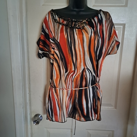 Cato multicolored blouse beaded around neck 5/$25 - Picture 1 of 5